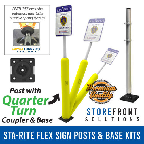 Sta Rite Flexible Sign Posts with Coupler and Quarter Turn Black Base
