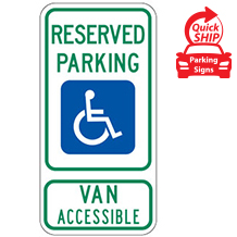 (Texas State Spec) Reserved Parking Van Accessible Parking Sign