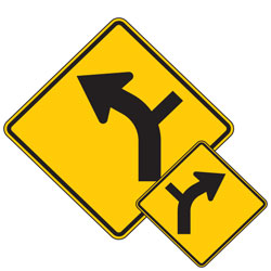 Curve (Left/Right) Arrow & Side Road Combination Symbol Warning Signs