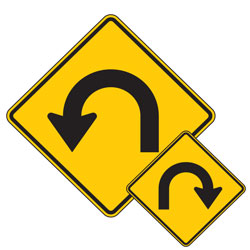 Hairpin Curve (Left/Right) Symbol Warning Signs