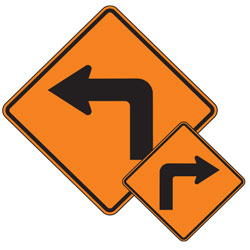 Turn (Left/Right) Arrow Symbol Warning Signs for Temporary Traffic Control