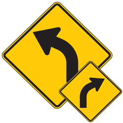 Curve (Left/Right) Arrow Symbol Warning Signs