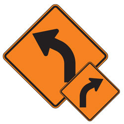 Curve (Left/Right) Arrow Symbol Warning Signs for Temporary Traffic Control