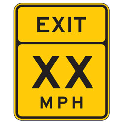 Exit Speed Advisory Warning Sign