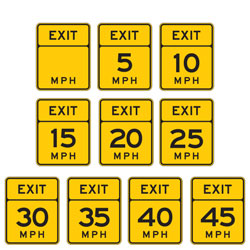 Exit Speed Advisory Warning Sign