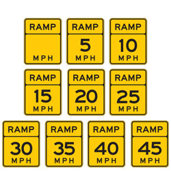 Ramp Speed Advisory Warning Sign