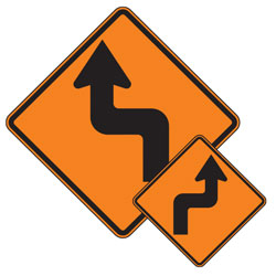 Reverse Turn (Left/Right) Symbol Warning Signs for Temporary Traffic Control