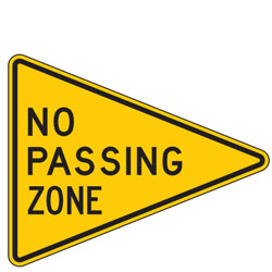 No Passing Zone Warning Signs