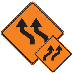 Double Reverse Curve (Left/Right) Symbol Warning Signs for Temporary Traffic Control