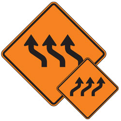 Triple Reverse Curve (Left/Right) Symbol Warning Signs for Temporary Traffic Control