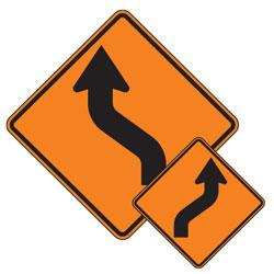 Reverse Curve (Left/Right) Symbol Warning Signs for Temporary Traffic Control