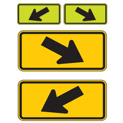 Diagonal (Left/Right) Down Arrow Warning Plaques