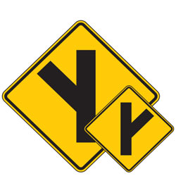 Side Road Oblique (Left/Right) Symbol Warning Signs