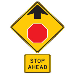 Stop Ahead (Symbol) Warning Sign & Plaque
