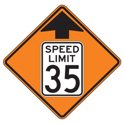 Speed Reduction Warning Signs for Temporary Traffic Control