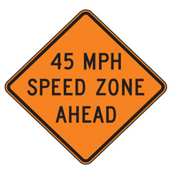 (XX) MPH Speed Zone Ahead Warning Signs for Temporary Traffic Control