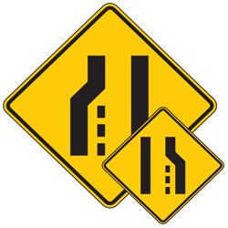 Pavement Transition Width Left/Right (Symbol) Warning Signs