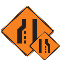 Pavement Transition / Lane Reduction (Left/Right) Warning Signs for Temporary Traffic Control