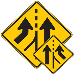 Added Left/Right Lane (Symbol) Warning Signs