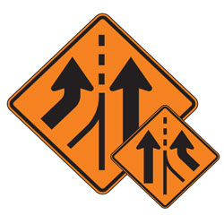 Added Left/Right Lane (Symbol) Warning Signs for Temporary Traffic Control