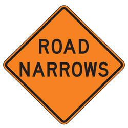 Road Narrows Warning Signs for Temporary Traffic Control