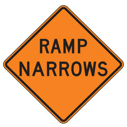 Ramp Narrows Warning Signs for Temporary Traffic Control