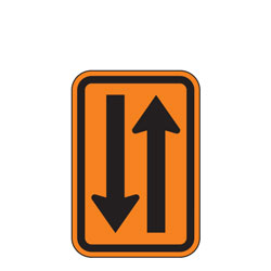 Two Way Traffic (Arrow Symbol) Warning Signs for Temporary Traffic Control