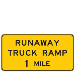 Runaway Truck Ramp with XX Miles Warning Signs