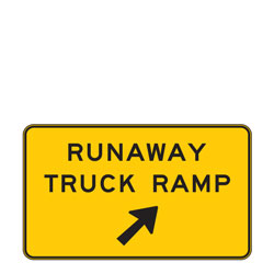 Runaway Truck Ramp with Arrow Warning Signs