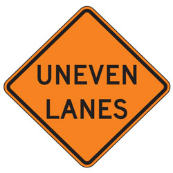 Uneven Lanes Warning Signs for Temporary Traffic Control