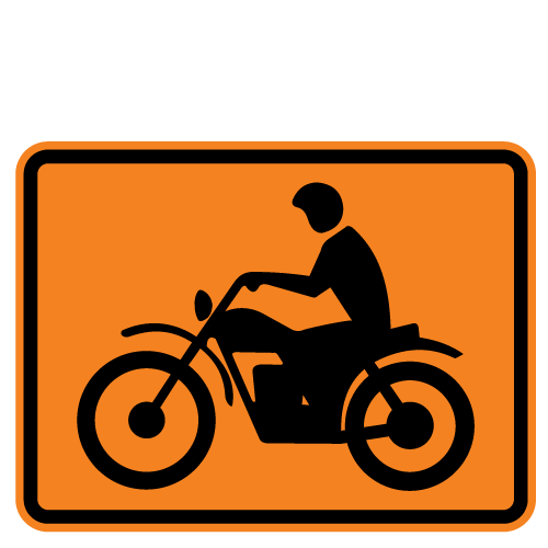 Motorcycle (Symbol) Warning Plaques for Temporary Traffic Control