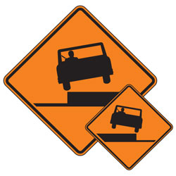 Shoulder Drop Off (Left/Right) Warning Signs for Temporary Traffic Control