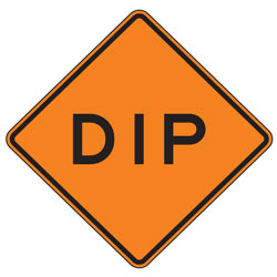 Dip Warning Signs for Temporary Traffic Control