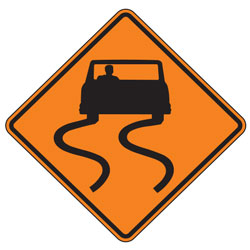 Slippery When Wet (Symbol) Warning Signs for Temporary Traffic Control