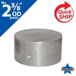 Silver 2 3/8 OD Round Post Closure Cap for 2 3/8 OD Round Post