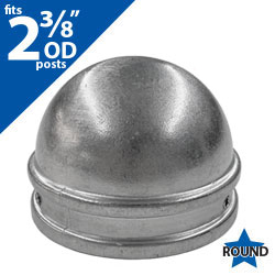 Silver 2 3/8 OD Round Post Deluxe Dome Cap for 2 3/8 OD Round Post