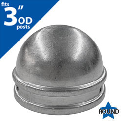 Silver 3" OD Round Post Deluxe Dome Cap for 3" OD Round Post