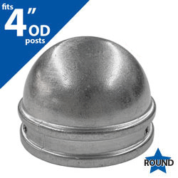 Silver 4" OD Round Post Deluxe Dome Cap for 4" OD Round Post