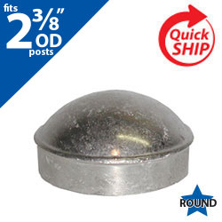 Silver 2 3/8" OD Round Post Dome Cap for 2 3/8" OD Round Post