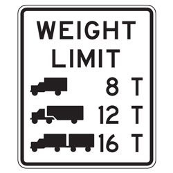 Weight Limit | Truck Symbols | XX Tons Sign (Specify Weights) for Temporary Traffic Control
