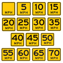 Speed Advisory Warning Plaques