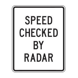 Speed Checked By Radar Sign