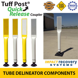 Premium Tuff Post Tube Delineators with Coupler for Quick Release Base