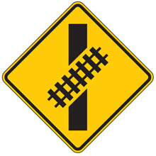 Highway Rail Grade Skewed Crossing Advance Warning Signs