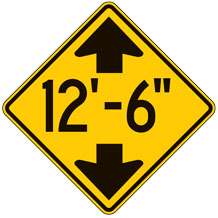 Low Clearance with Arrows Warning Signs (Specify Height)