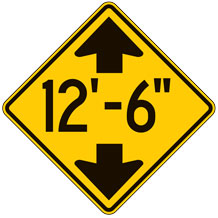 Low Clearance (Specify Height) with Arrows Warning Signs for Bicycle Facilities