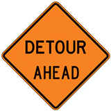Detour (Choose Distance) Warning Signs for Temporary Traffic Control