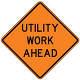 Utility Work (Choose Distance) Warning Signs for Temporary Traffic Control