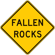 Fallen Rocks Warning Signs
