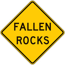 Fallen Rocks Warning Signs